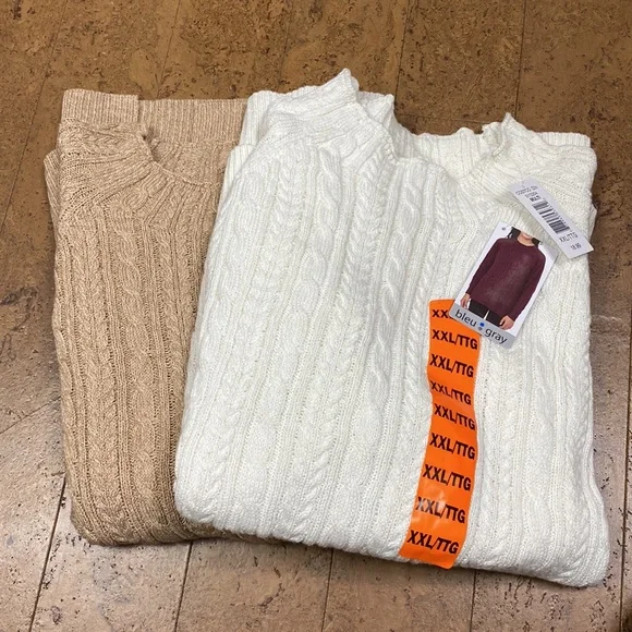 🌺SOLD OUT🌺2 “Blue Grey” cable knit sweater - Picture 4 of 16